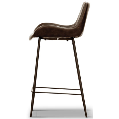 Brando  Set of 6 PU Leather Upholstered Bar Chair Metal Leg Stool - Brown - Cosy Abode