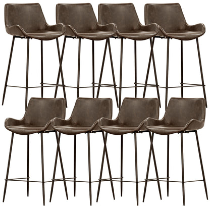 Brando  Set of 8 PU Leather Upholstered Bar Chair Metal Leg Stool - Brown - Cosy Abode