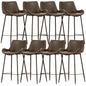 Brando  Set of 8 PU Leather Upholstered Bar Chair Metal Leg Stool - Brown - Cosy Abode