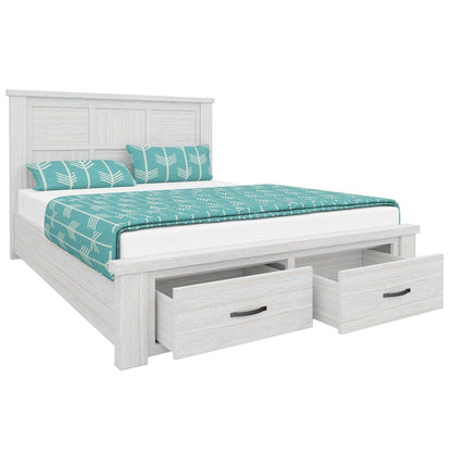 Foxglove Bed Frame Double Size Wood Mattress Base With Storage Drawers - White - Cosy Abode