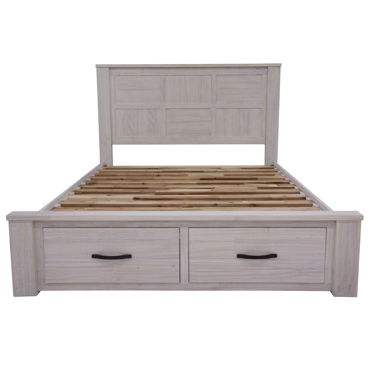 Foxglove Bed Frame Double Size Wood Mattress Base With Storage Drawers - White - Cosy Abode