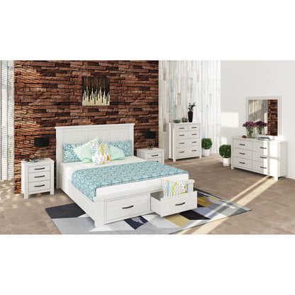 Foxglove Tallboy 5 Chest of Drawers Solid Ash Wood Bed Storage Cabinet - White - Cosy Abode