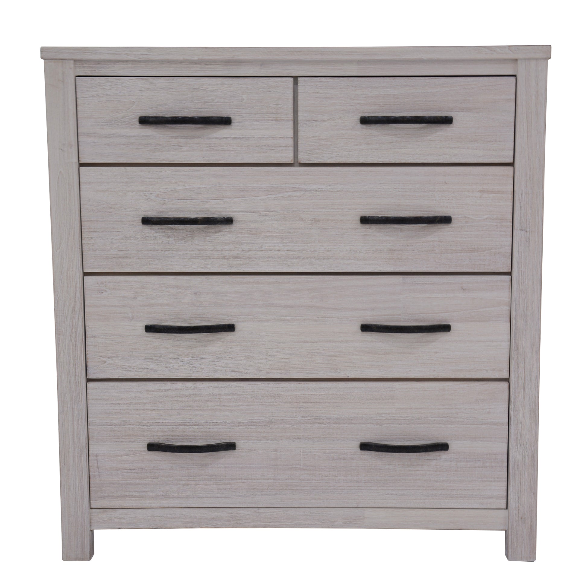 Foxglove Tallboy 5 Chest of Drawers Solid Ash Wood Bed Storage Cabinet - White - Cosy Abode