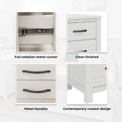 Foxglove Dresser 6 Chest of Drawers Solid Wood Tallboy Storage Cabinet - White - Cosy Abode