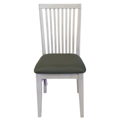 Foxglove PU Seat Dining Chair Set of 2 Solid Ash Wood Dining Furniture - White - Cosy Abode