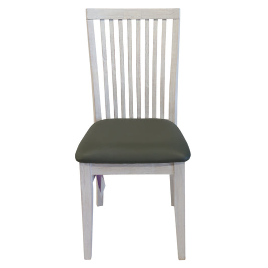 Foxglove PU Seat Dining Chair Set of 2 Solid Ash Wood Dining Furniture - White - Cosy Abode