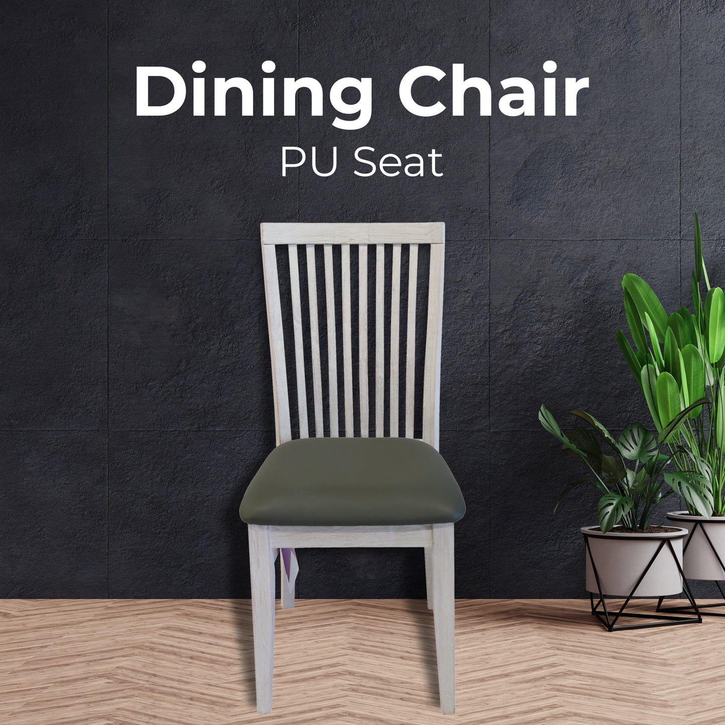Foxglove PU Seat Dining Chair Set of 2 Solid Ash Wood Dining Furniture - White - Cosy Abode
