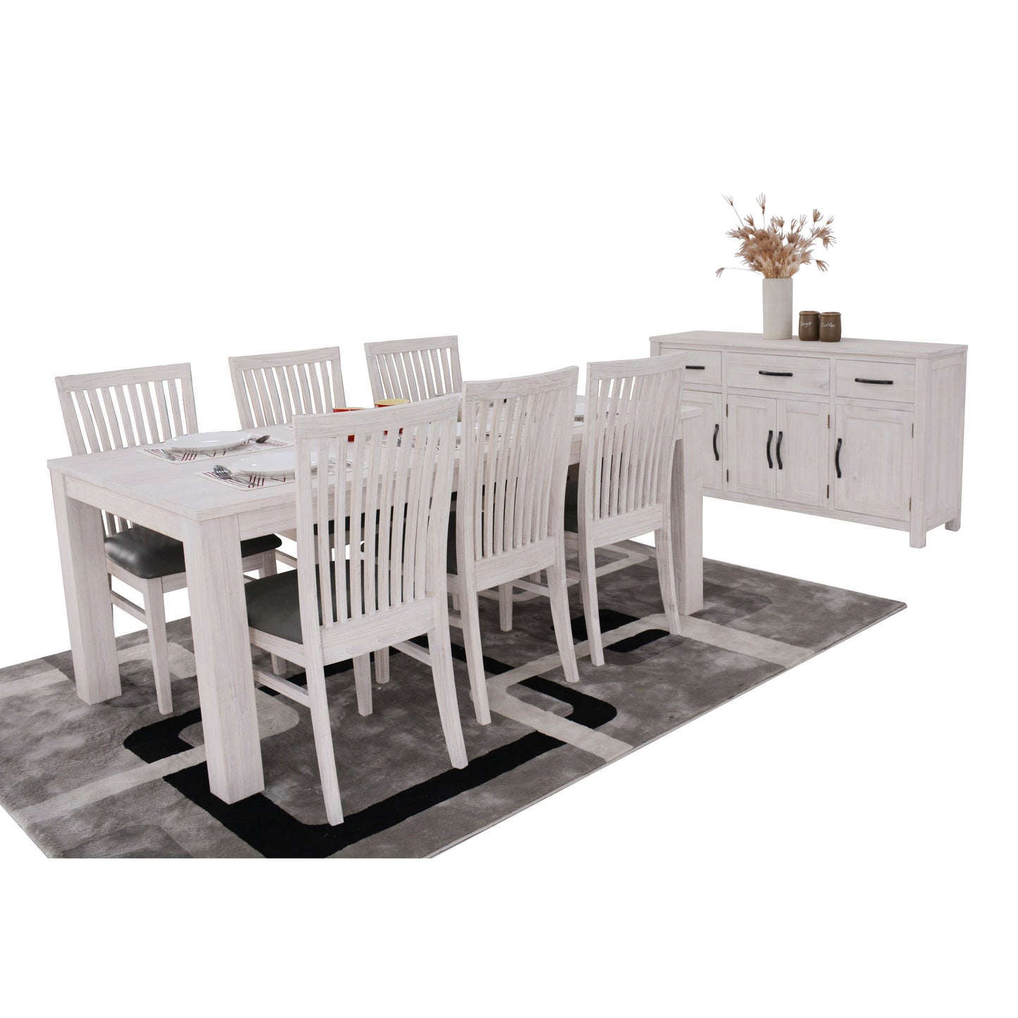 Foxglove PU Seat Dining Chair Set of 2 Solid Ash Wood Dining Furniture - White - Cosy Abode