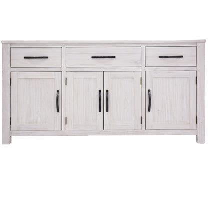 Foxglove Buffet Table 158cm 4 Door 3 Drawer Solid Mt Ash Timber Wood - White - Cosy Abode
