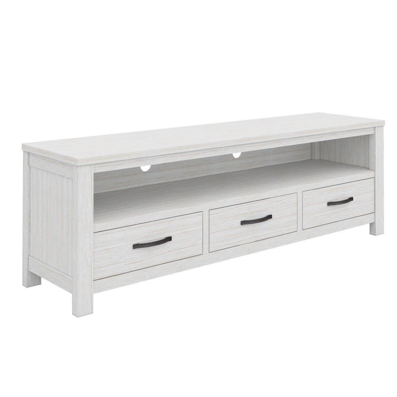 Foxglove ETU Entertainment TV Unit 166cm 3 Drawer Solid Mt Ash Wood - White - Cosy Abode