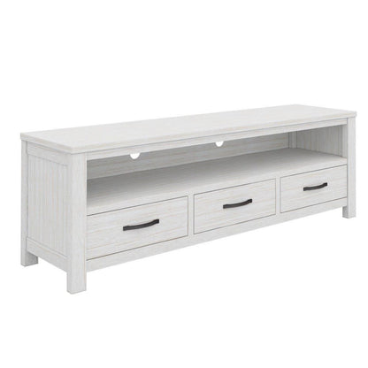Foxglove ETU Entertainment TV Unit 166cm 3 Drawer Solid Mt Ash Wood - White - Cosy Abode