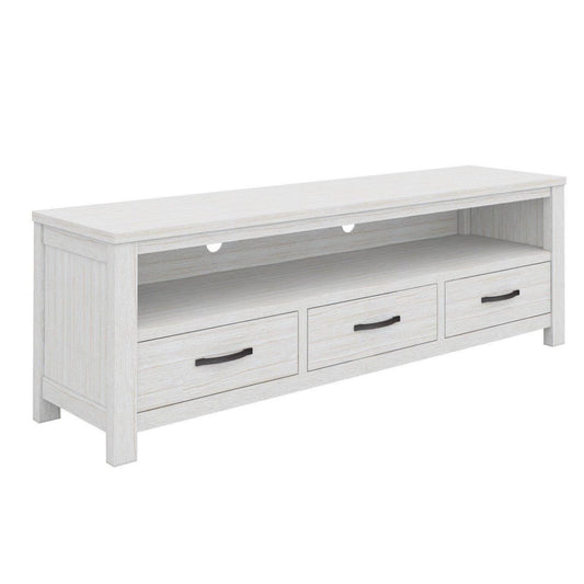 Foxglove ETU Entertainment TV Unit 166cm 3 Drawer Solid Mt Ash Wood - White - Cosy Abode