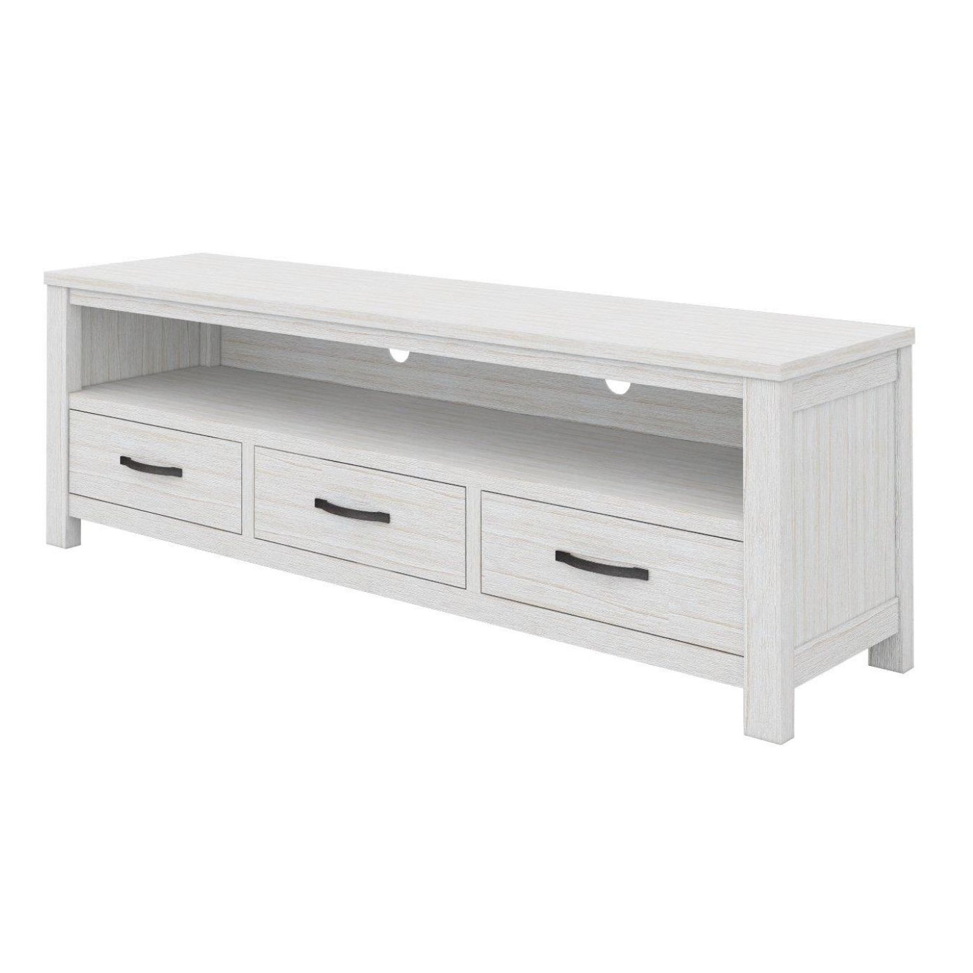 Foxglove ETU Entertainment TV Unit 166cm 3 Drawer Solid Mt Ash Wood - White - Cosy Abode