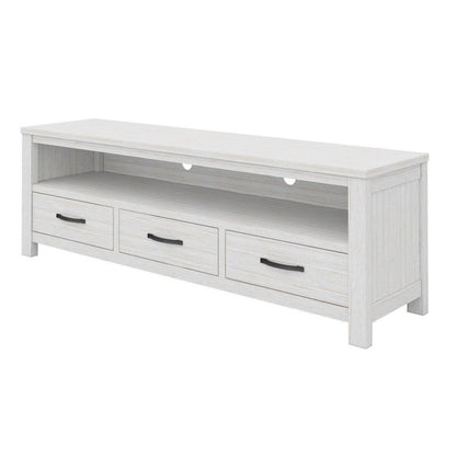 Foxglove ETU Entertainment TV Unit 166cm 3 Drawer Solid Mt Ash Wood - White - Cosy Abode