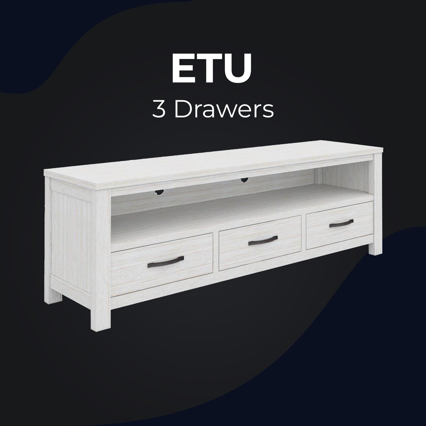 Foxglove ETU Entertainment TV Unit 166cm 3 Drawer Solid Mt Ash Wood - White - Cosy Abode
