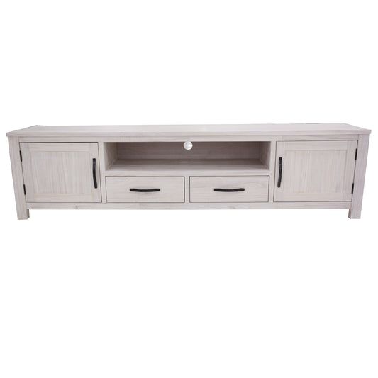 Foxglove ETU Entertainment TV Unit 216cm 2 Drawer 2 Door Mt Ash Wood - White - Cosy Abode