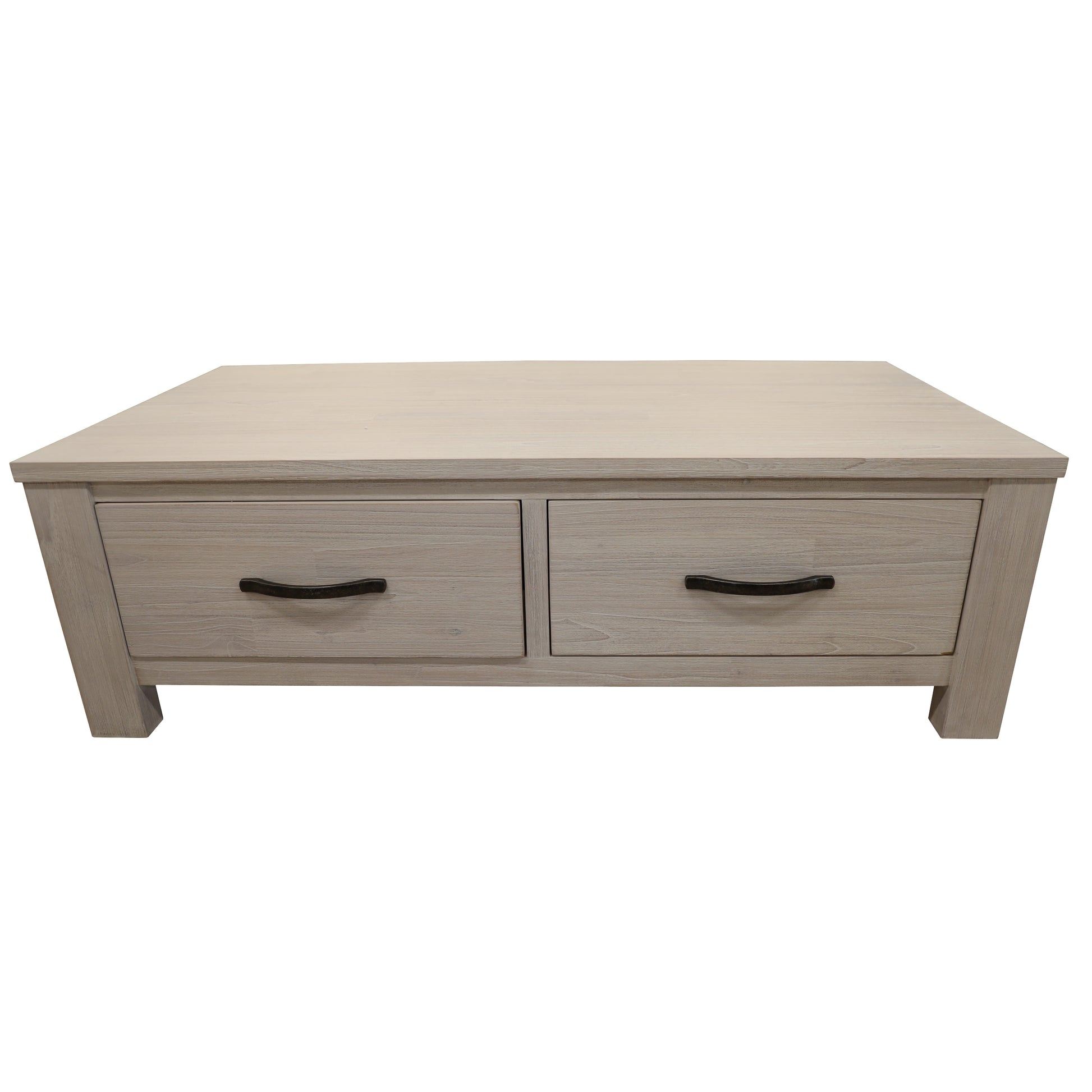 Foxglove Coffee Table 127cm 2 Drawer Solid Mt Ash Timber Wood - White - Cosy Abode