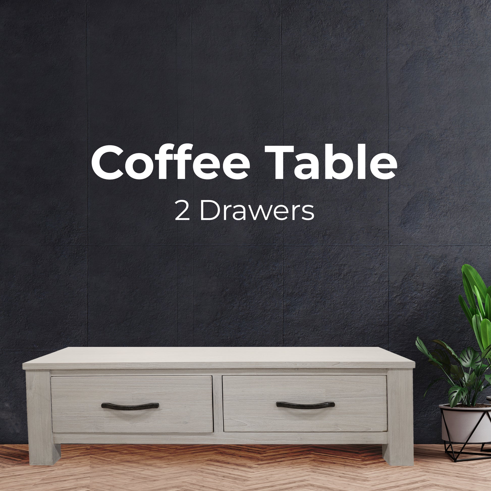 Foxglove Coffee Table 127cm 2 Drawer Solid Mt Ash Timber Wood - White - Cosy Abode