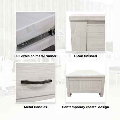 Foxglove Coffee Table 127cm 2 Drawer Solid Mt Ash Timber Wood - White - Cosy Abode