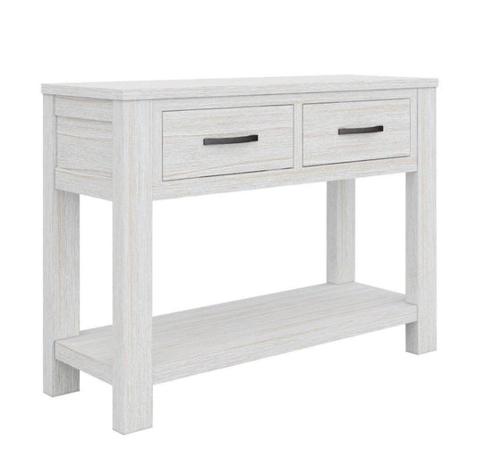 Foxglove Console Hallway Entry Table 110cm Solid Mt Ash Timber Wood - White - Cosy Abode