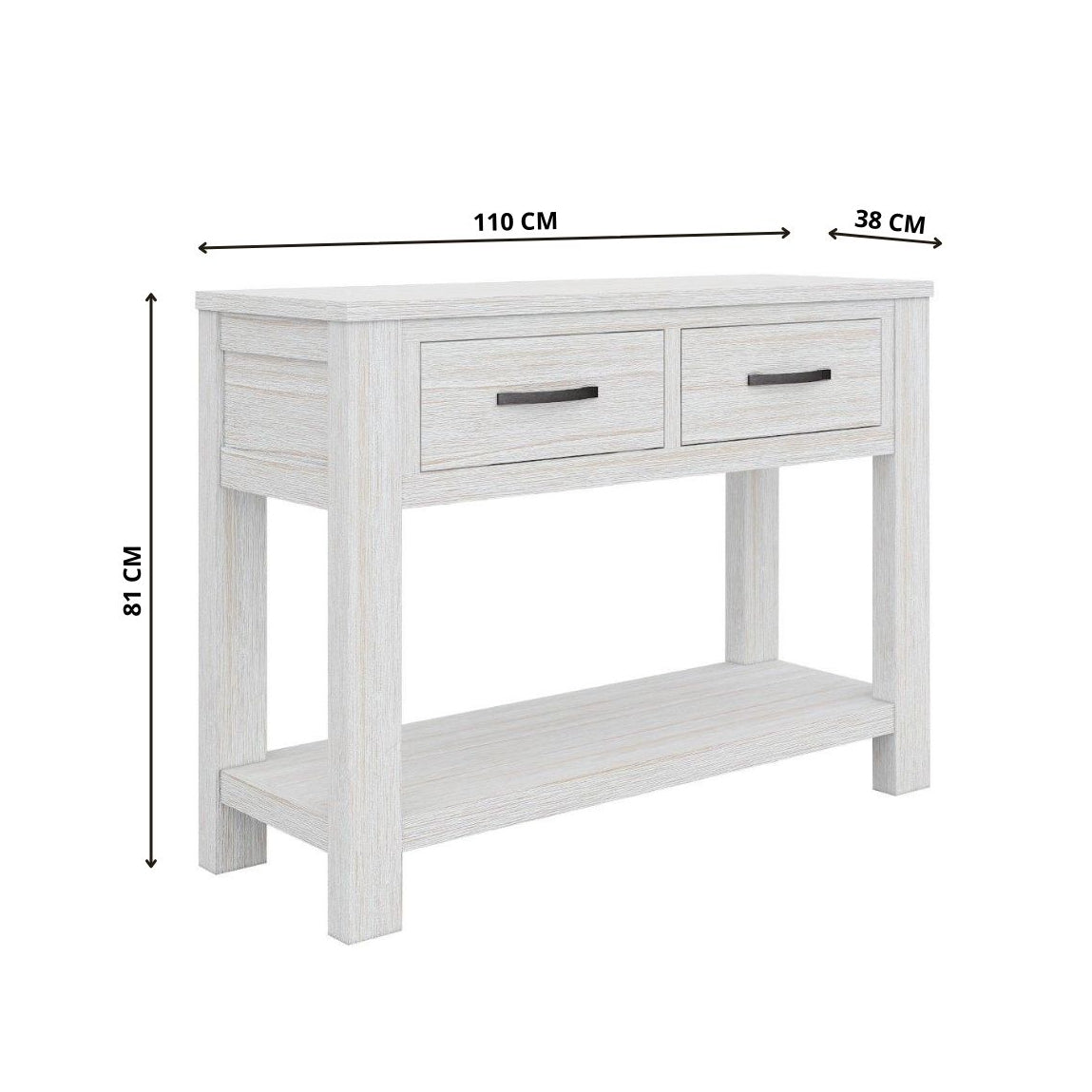 Foxglove Console Hallway Entry Table 110cm Solid Mt Ash Timber Wood - White - Cosy Abode