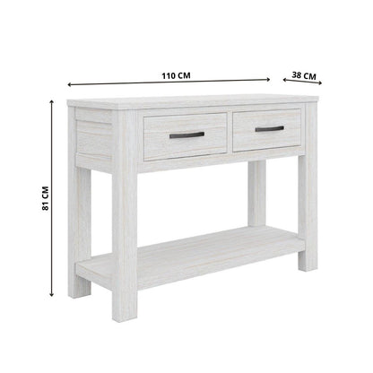 Foxglove Console Hallway Entry Table 110cm Solid Mt Ash Timber Wood - White - Cosy Abode