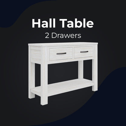 Foxglove Console Hallway Entry Table 110cm Solid Mt Ash Timber Wood - White - Cosy Abode