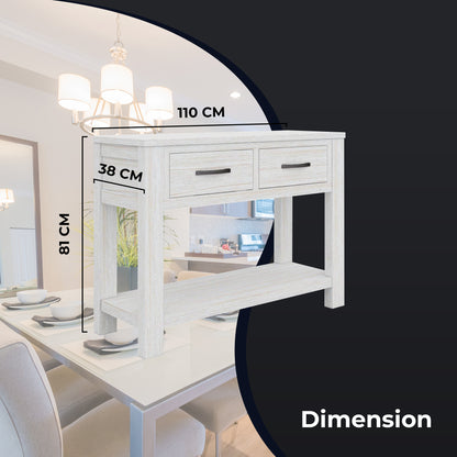 Foxglove Console Hallway Entry Table 110cm Solid Mt Ash Timber Wood - White - Cosy Abode
