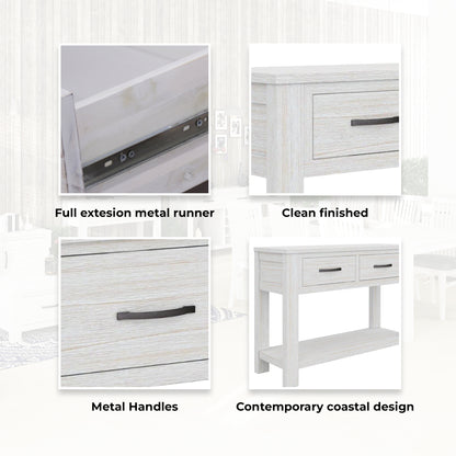 Foxglove Console Hallway Entry Table 110cm Solid Mt Ash Timber Wood - White - Cosy Abode