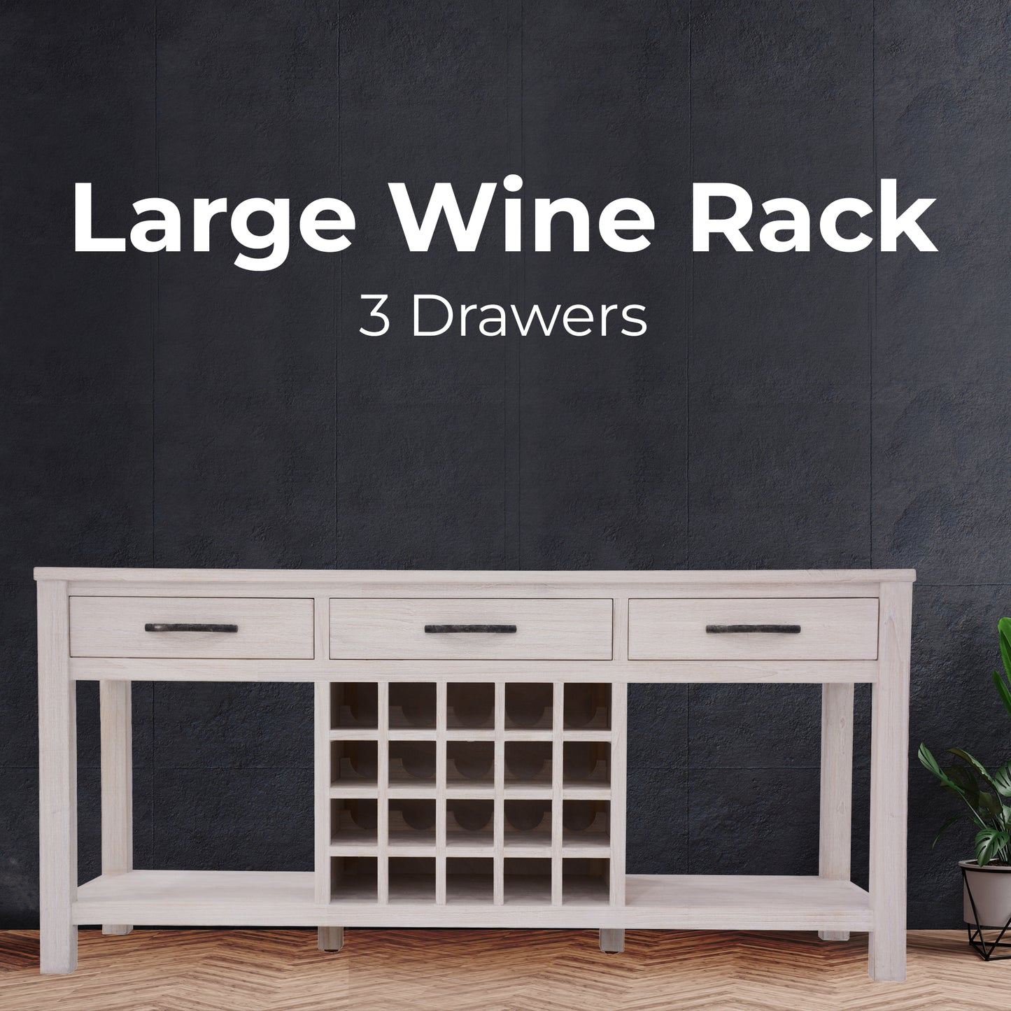 Foxglove Sideboard Buffet Wine Cabinet Bar Bottle Wooden Storage Rack - White - Cosy Abode