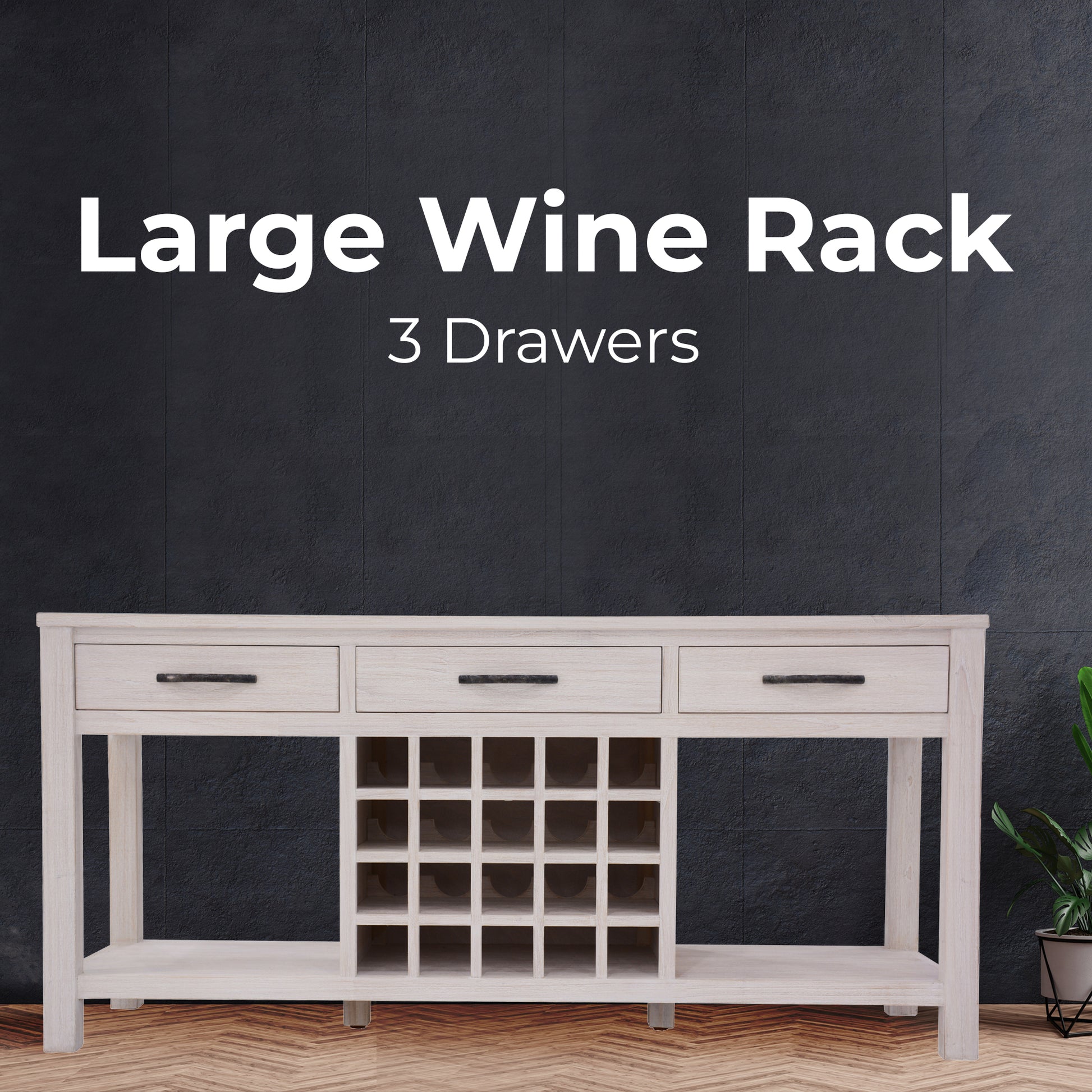 Foxglove Sideboard Buffet Wine Cabinet Bar Bottle Wooden Storage Rack - White - Cosy Abode