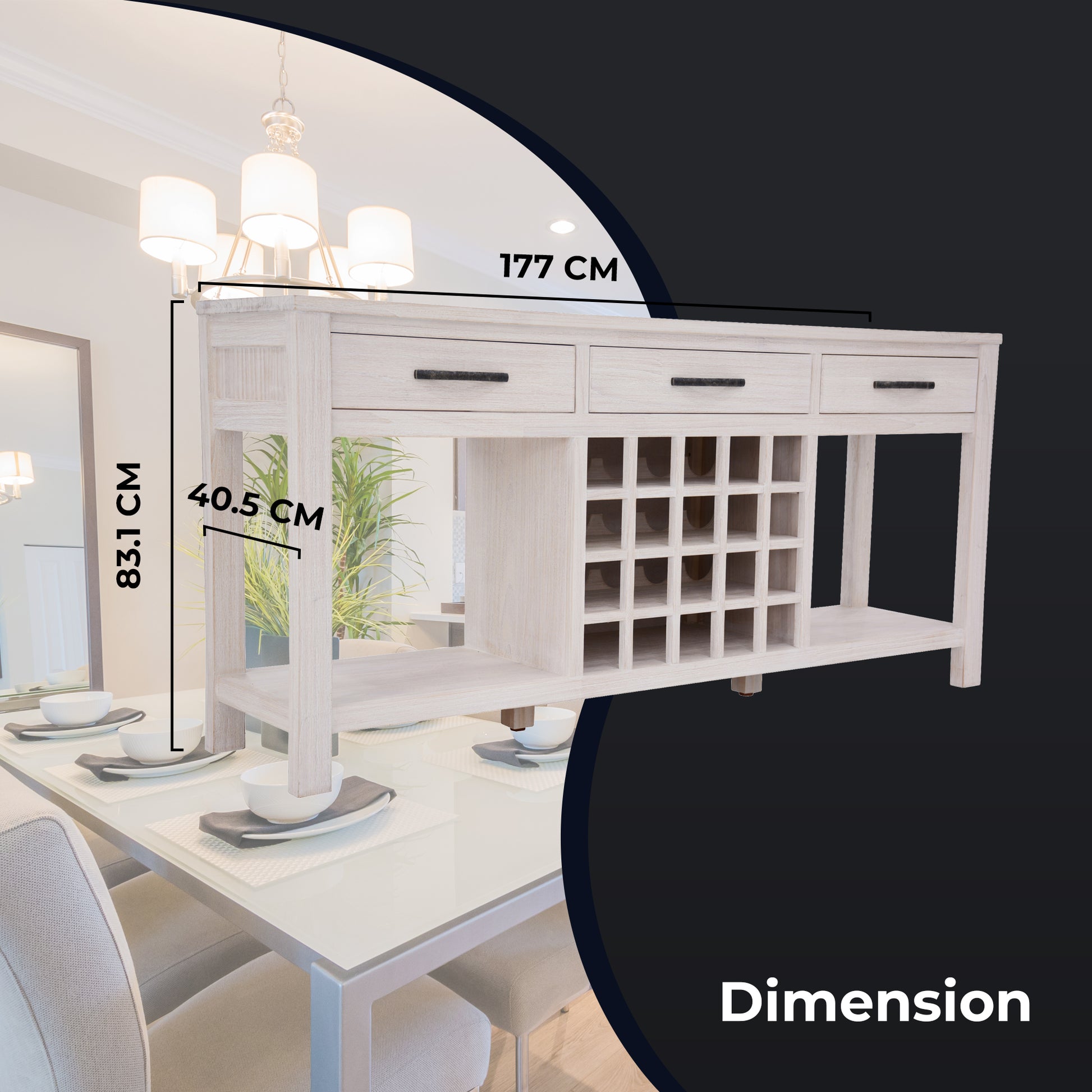 Foxglove Sideboard Buffet Wine Cabinet Bar Bottle Wooden Storage Rack - White - Cosy Abode