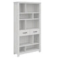 Foxglove Bookshelf Bookcase 5 Tier 2 Drawers Solid Mt Ash Timber Wood - White - Cosy Abode