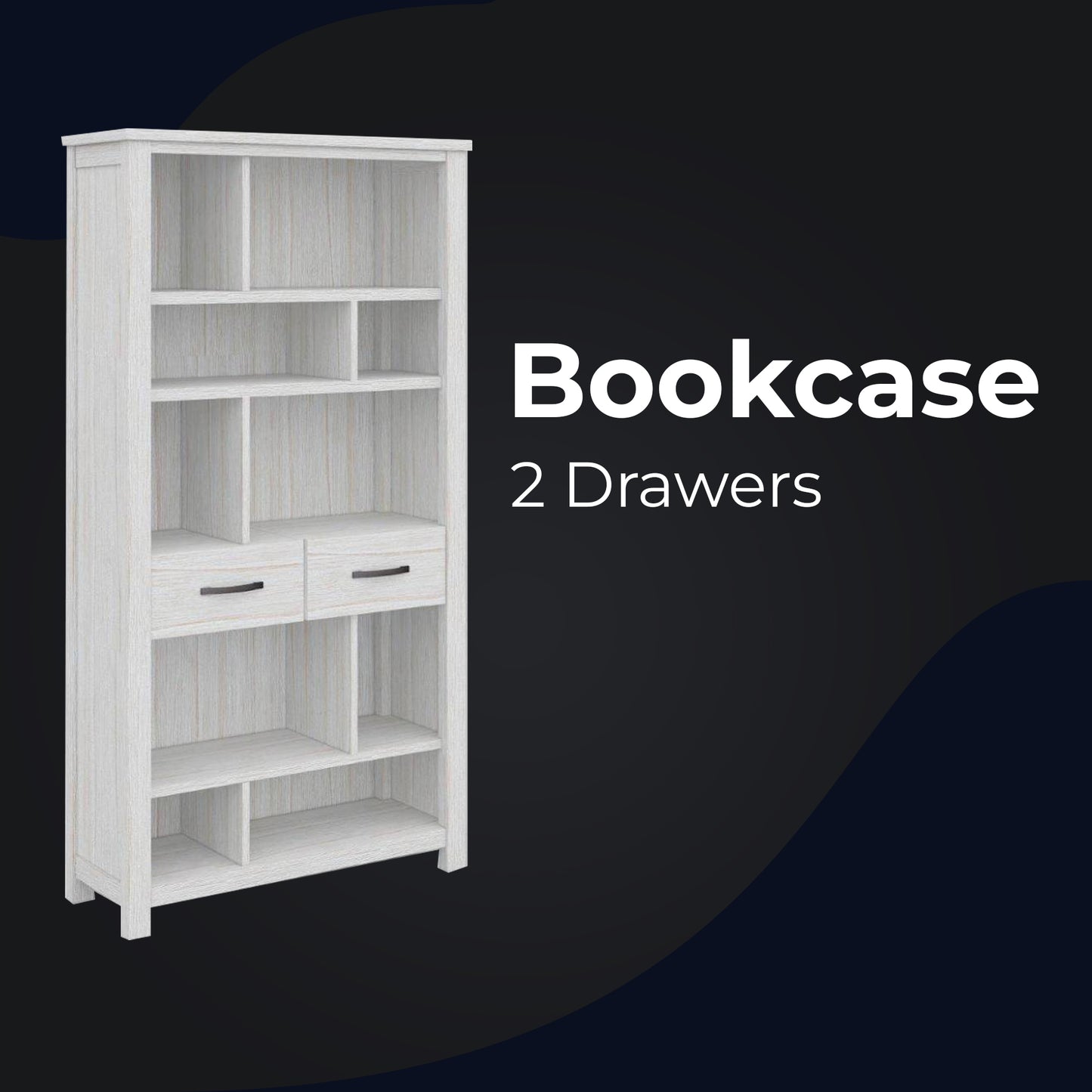 Foxglove Bookshelf Bookcase 5 Tier 2 Drawers Solid Mt Ash Timber Wood - White - Cosy Abode