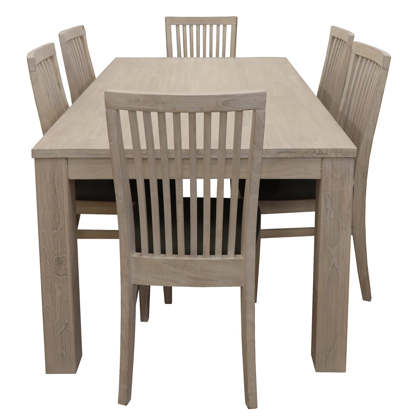 Foxglove 7pc Dining Set 190cm Table 6 PU Seat Chair Solid Mt Ash Wood - White - Cosy Abode