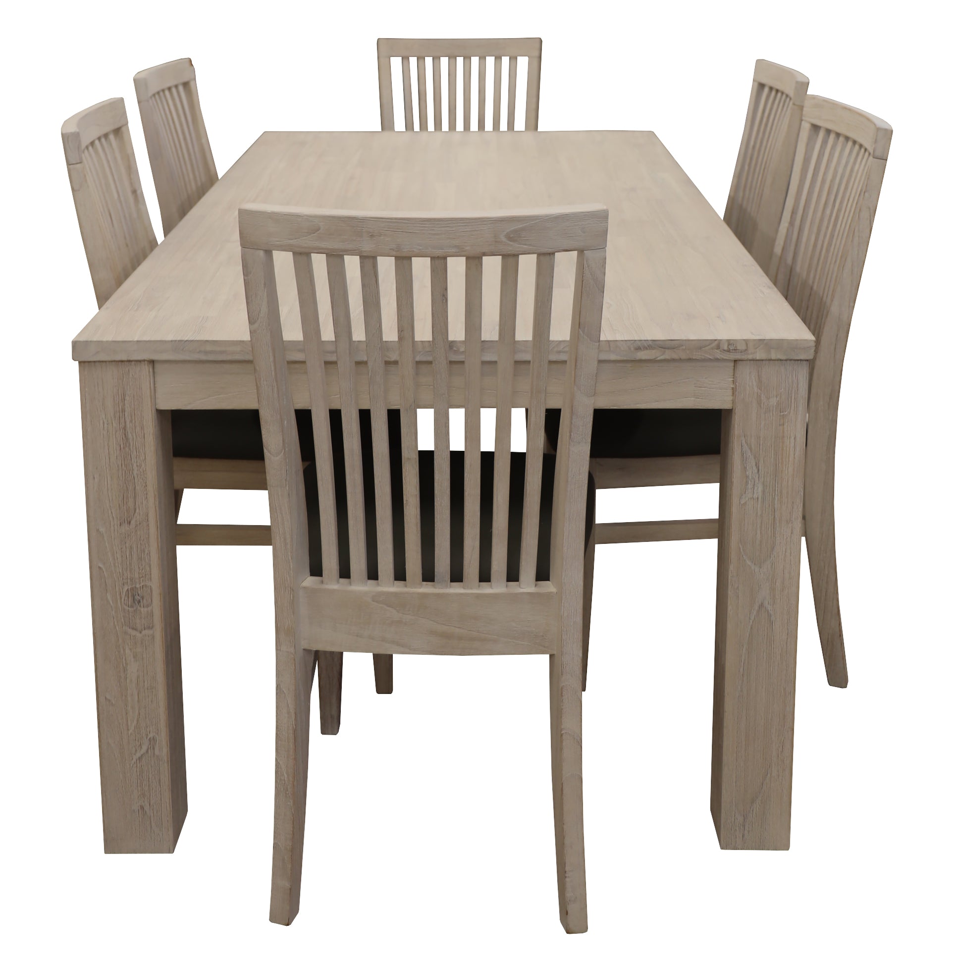 Foxglove 7pc Dining Set 190cm Table 6 PU Seat Chair Solid Mt Ash Wood - White - Cosy Abode