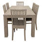 Foxglove 7pc Dining Set 190cm Table 6 PU Seat Chair Solid Mt Ash Wood - White - Cosy Abode