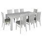 Foxglove 9pc Dining Set 225cm Table 8 PU Seat Chair Solid Mt Ash Wood - White - Cosy Abode