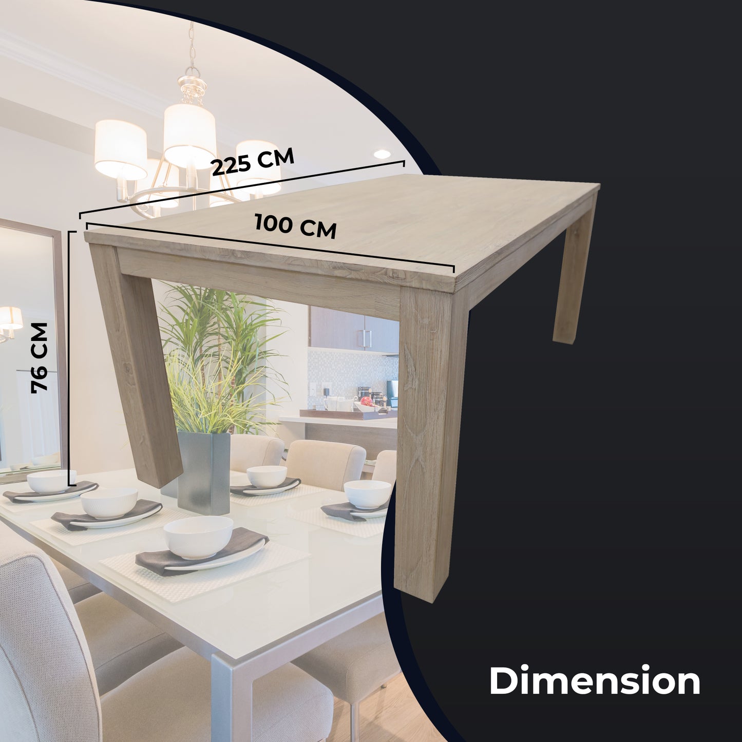 Foxglove 9pc Dining Set 225cm Table 8 PU Seat Chair Solid Mt Ash Wood - White - Cosy Abode