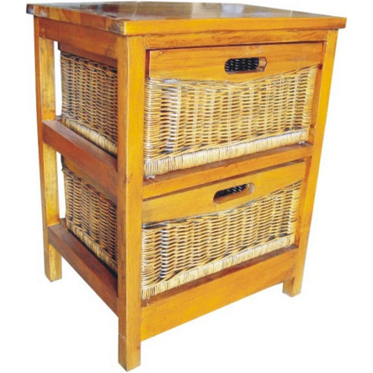 Hyssop 2 Chest of Drawers Cane Bedroom Kitchen Bathroom Storage Tallboy Shelf - Cosy Abode