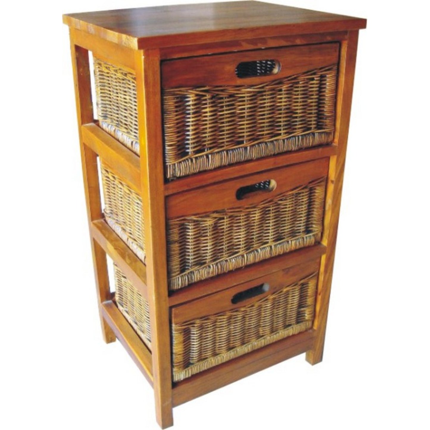 Hyssop 3 Chest of Drawers Cane Bedroom Kitchen Bathroom Storage Tallboy Shelf - Cosy Abode