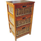 Hyssop 3 Chest of Drawers Cane Bedroom Kitchen Bathroom Storage Tallboy Shelf - Cosy Abode