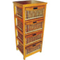 Hyssop Tallboy 4 Chest of Drawers Cane Bedroom Kitchen Bathroom Storage Shelf - Cosy Abode