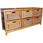 Hyssop Tallboy Wide 6 Chest of Drawers Cane Bedroom Kitchen Bathroom Storage - Cosy Abode