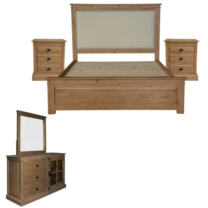 Jade 5pc King Bed Suite Bedside Dresser Bedroom Furniture Package - Natural - Cosy Abode