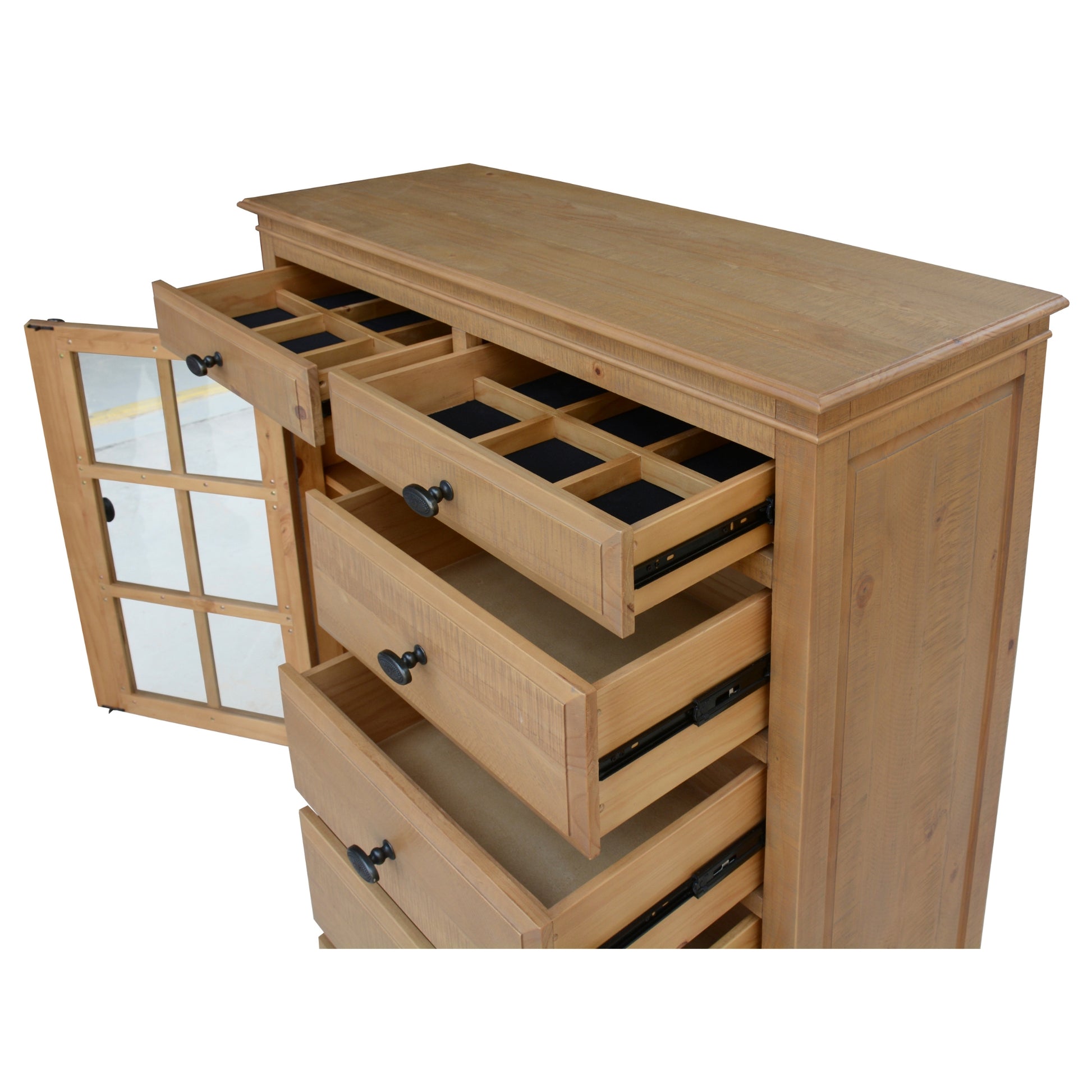 Jade 4pc King Bed Suite Bedside Tallboy Bedroom Furniture Package - Natural - Cosy Abode