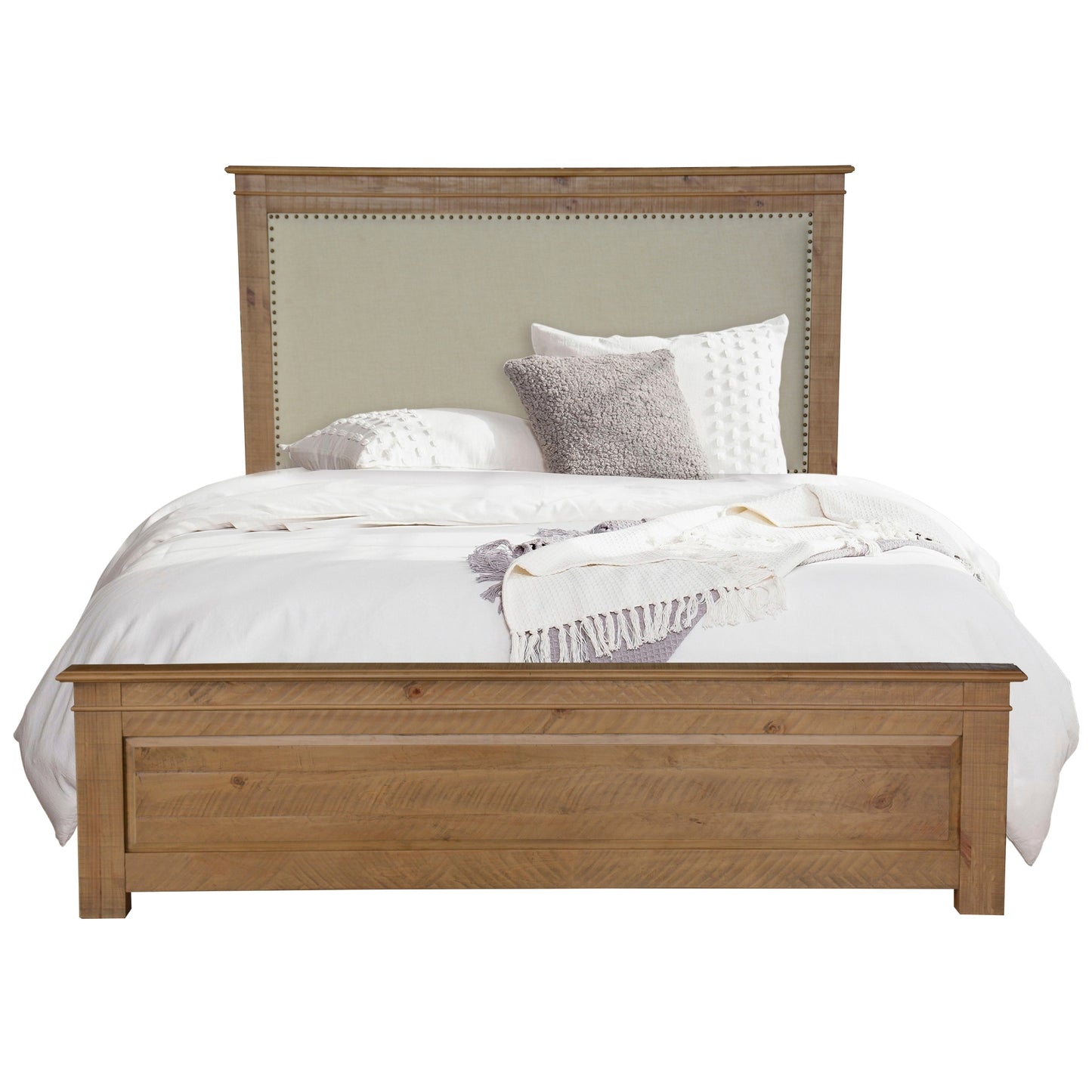 Jade 4pc Queen Bed Bedside Tallboy Bedroom Suite Furniture Package - Natural - Cosy Abode