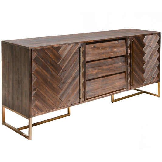 Tuberose Buffet Table 180cm 2 Door 3 Drawer Solid Acacia Timber Wood - Brown - Cosy Abode