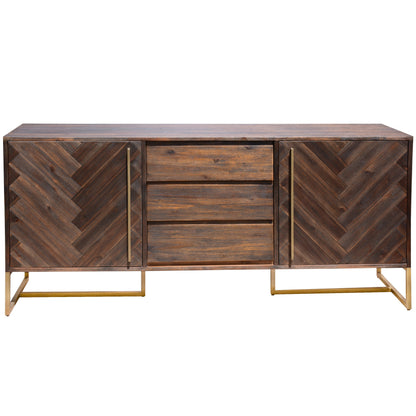 Tuberose Buffet Table 180cm 2 Door 3 Drawer Solid Acacia Timber Wood - Brown - Cosy Abode