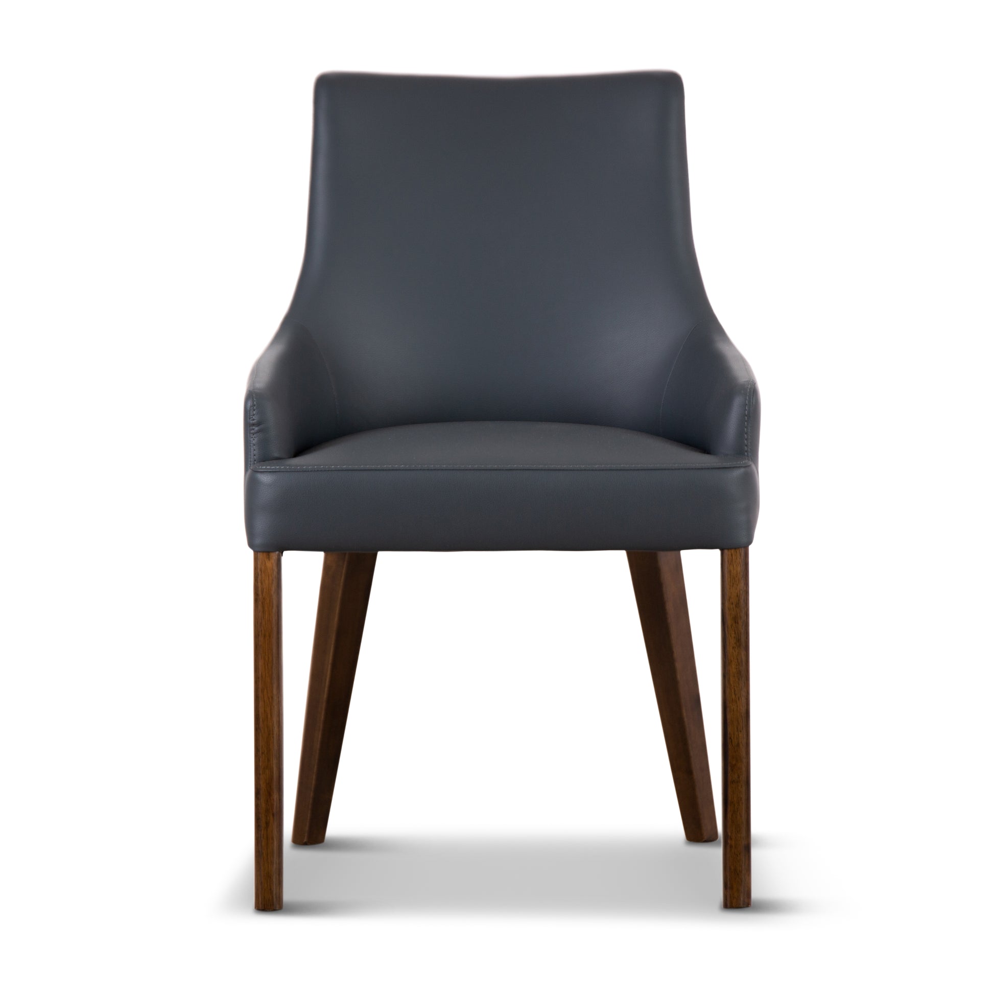 Tuberose Dining Chair Set of 2 PU Leather Solid Acacia Wood Furniture Dark Grey - Cosy Abode
